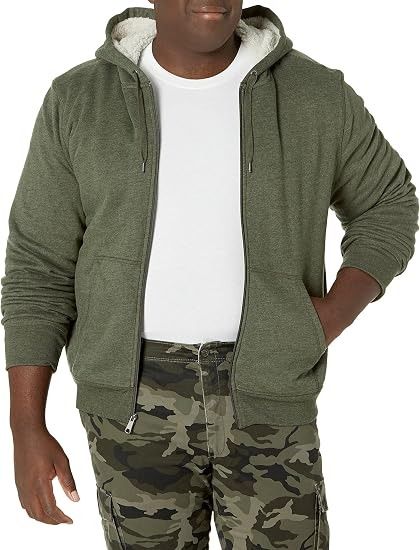 Green Zip-Up Hoodie With Sherpa Lining imagen 2